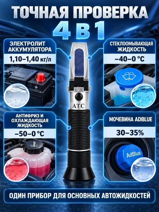 Тестер раствора мочевины，рефрактометр 4-в-1, вариант, фото 3