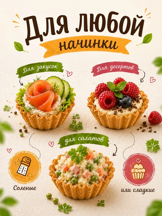 Песочные тарталетки для закусок, 24 шт, 96 г, 24 шт, 96 г, фото 3