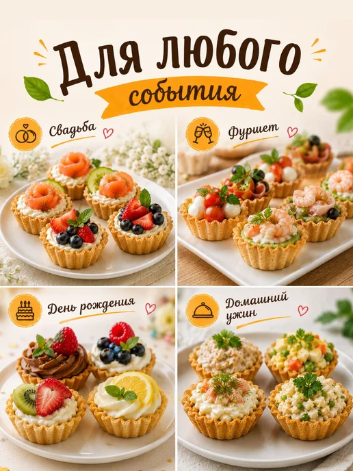 Песочные тарталетки для закусок, 24 шт, 96 г, 24 шт, 96 г, фото 5