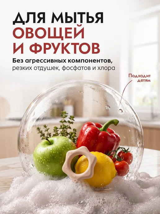 Средство для мытья посуды и овощей, 500 мл, аромат персика, 500 мл, фото 4