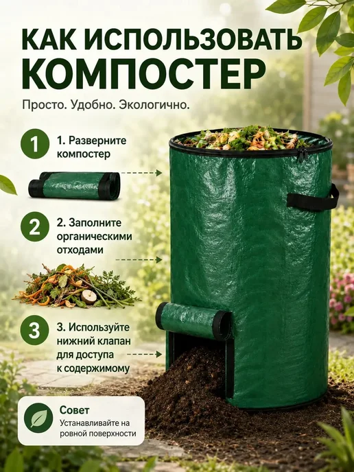 Компостер-мешок 127 л, 45×80 см, 45x80 см, 127 л, фото 5