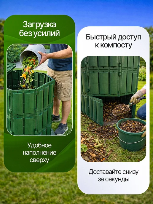 Компостер садовый с крышкой и дном. Объем 600л, 600 л, фото 2