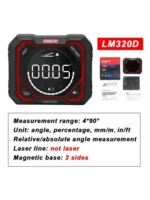 uni-t Цифровой инклинометр LM320D No Laser, LM320E LM320F Портативный лазерный