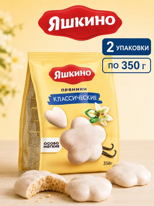 Яшкино Пряники Классические, 2 пачки по 350 гр, 350 г