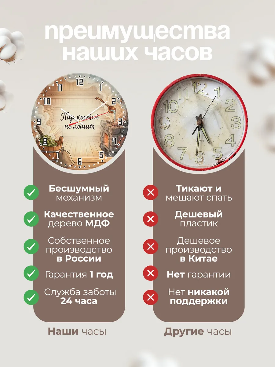 Часы настенные бесшумные Баня Пар костей не ломит 33 см — фото 10