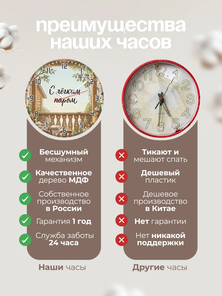 Часы настенные бесшумные Баня С лёгким паром 33 см — фото 10