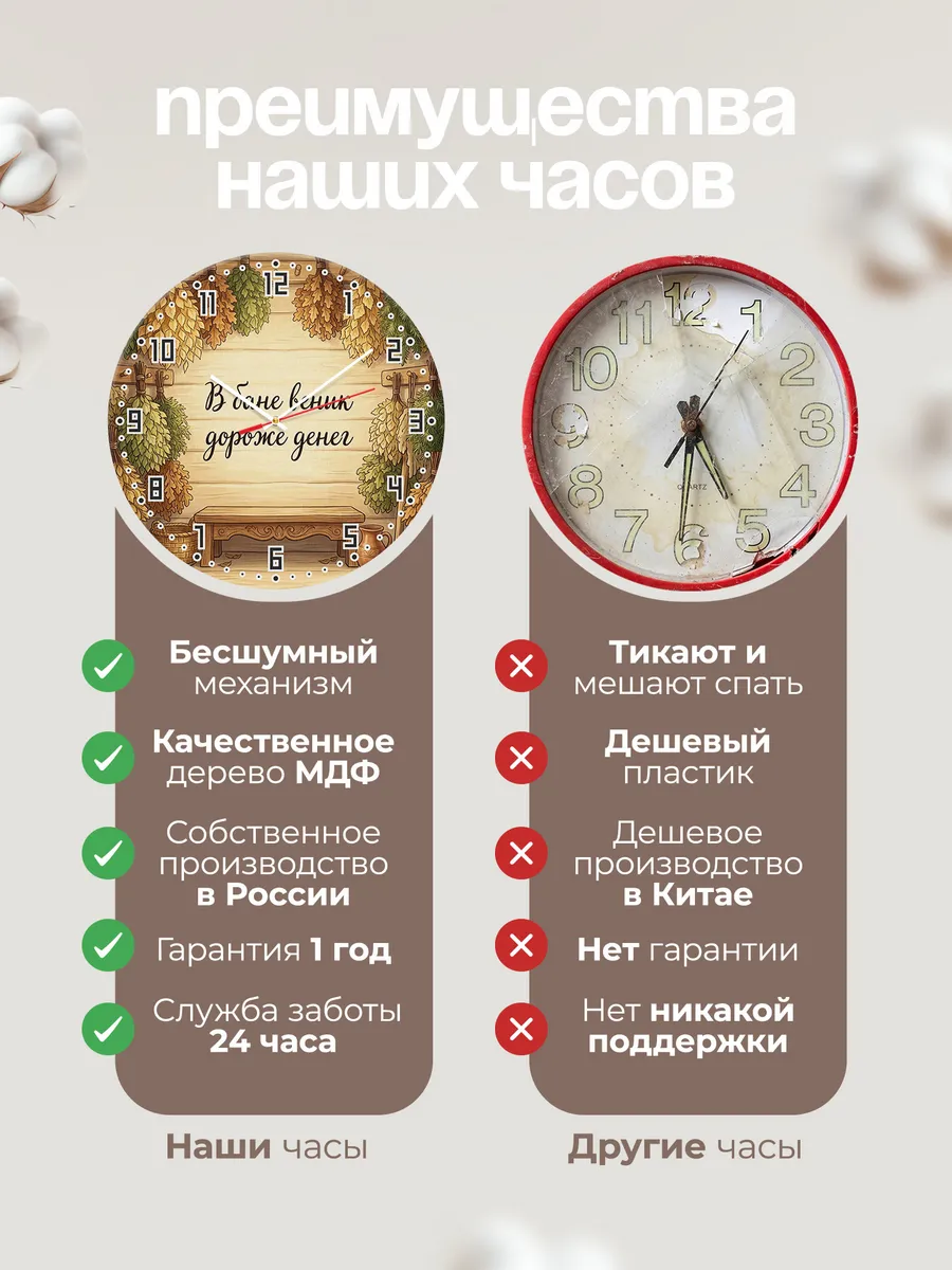 Часы настенные бесшумные Баня В бане веник дороже денег 33 с — фото 10