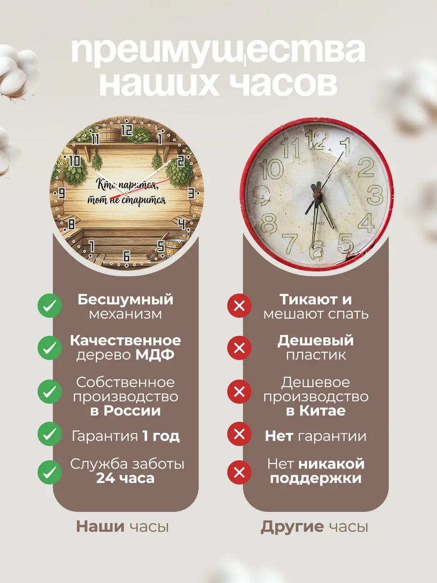Часы настенные бесшумные Баня Кто парится, тот не старится 3 — фото 10