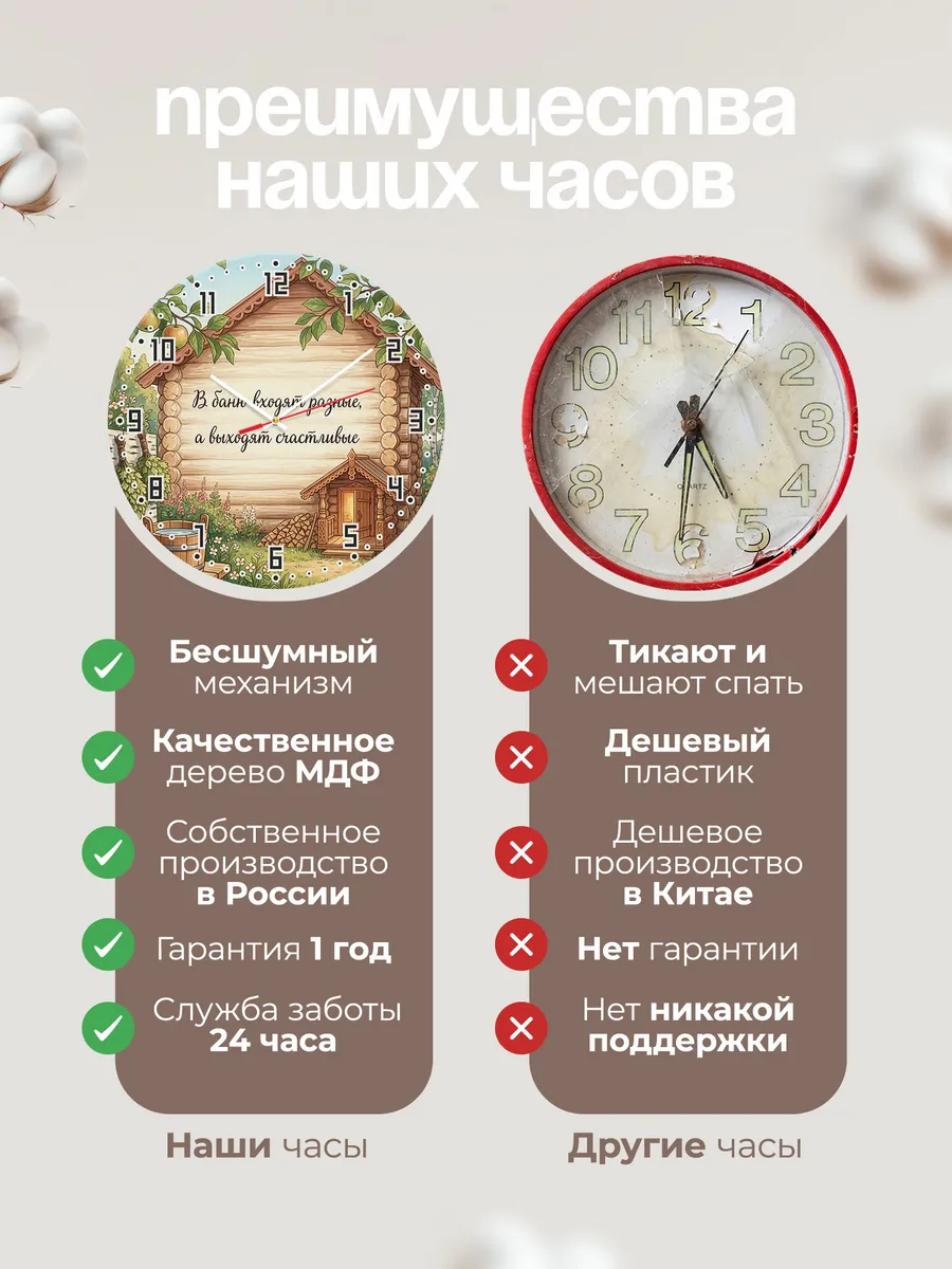 Часы настенные бесшумные Баня В баню входят разные, а выходя — фото 10
