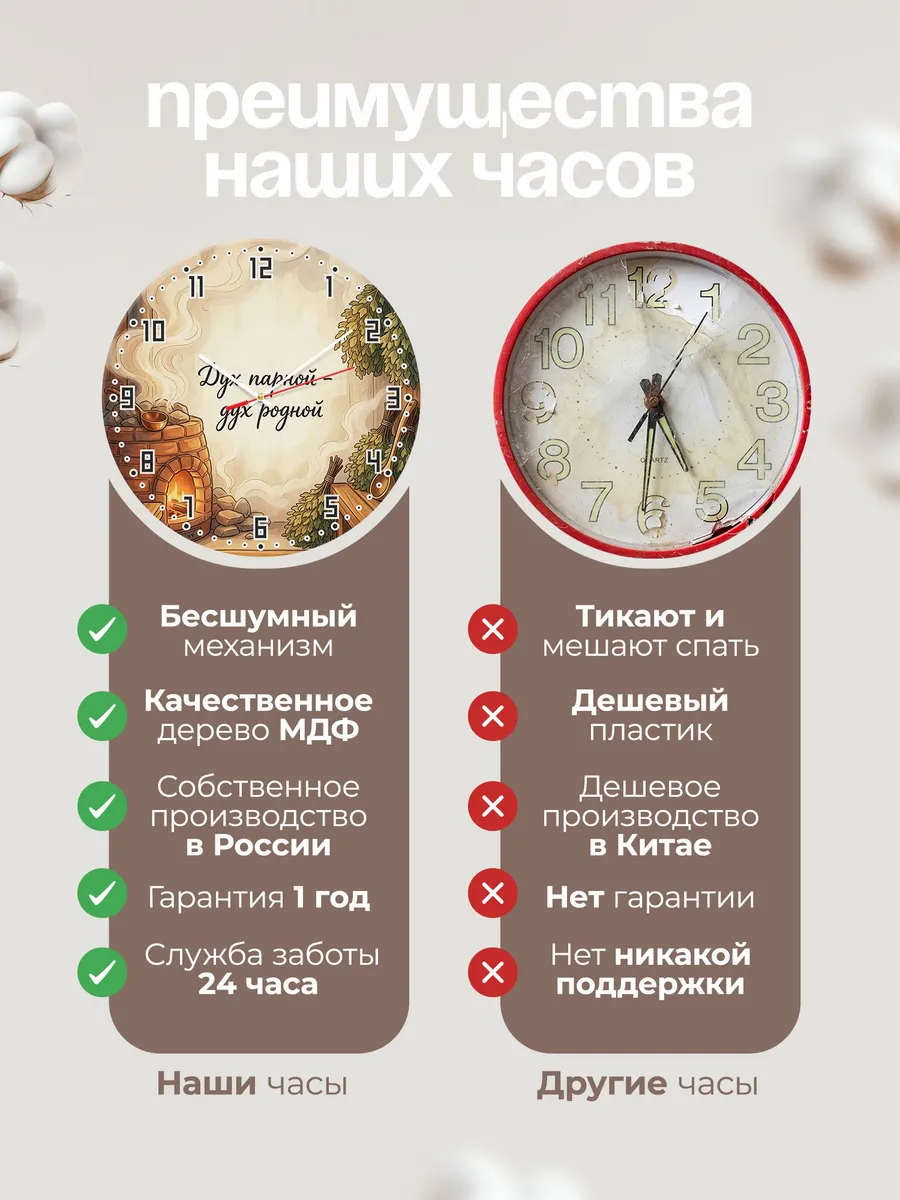 Часы настенные бесшумные Баня Дух парной - дух родной 33 см — фото 10