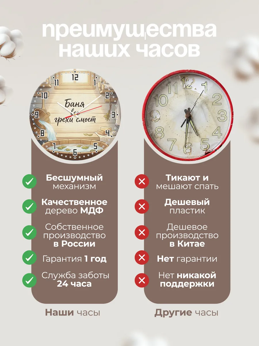 Часы настенные бесшумные Баня Баня все грехи смоет 33 см — фото 10