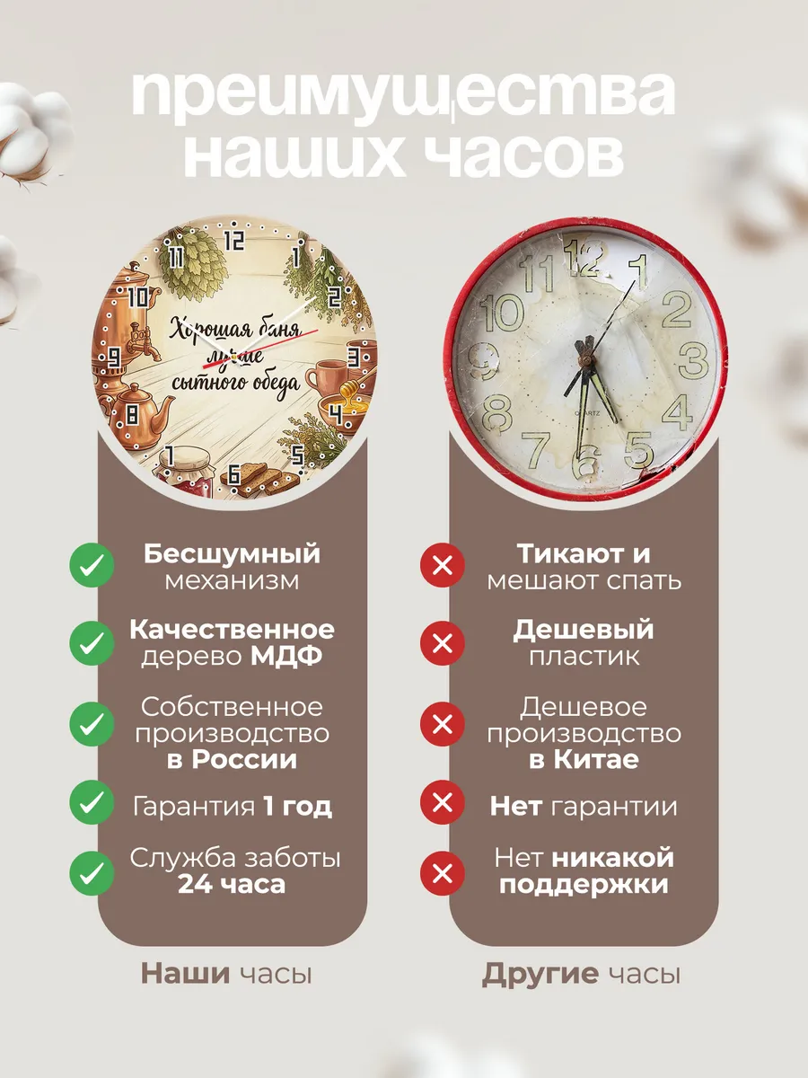 Часы настенные бесшумные Баня Хорошая баня лучше сытного обе — фото 10