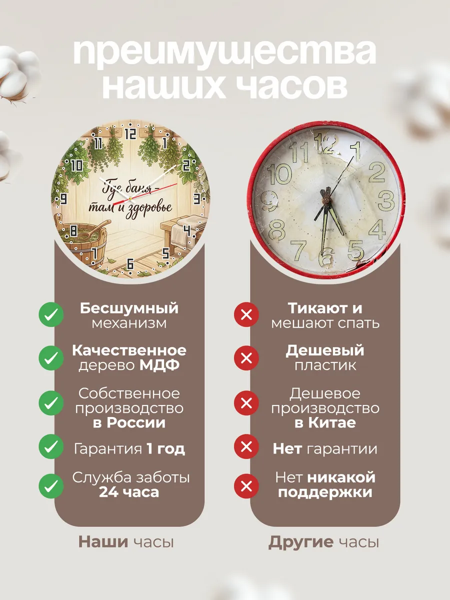 Часы настенные бесшумные Баня Где баня - там и здоровье 33 с — фото 10