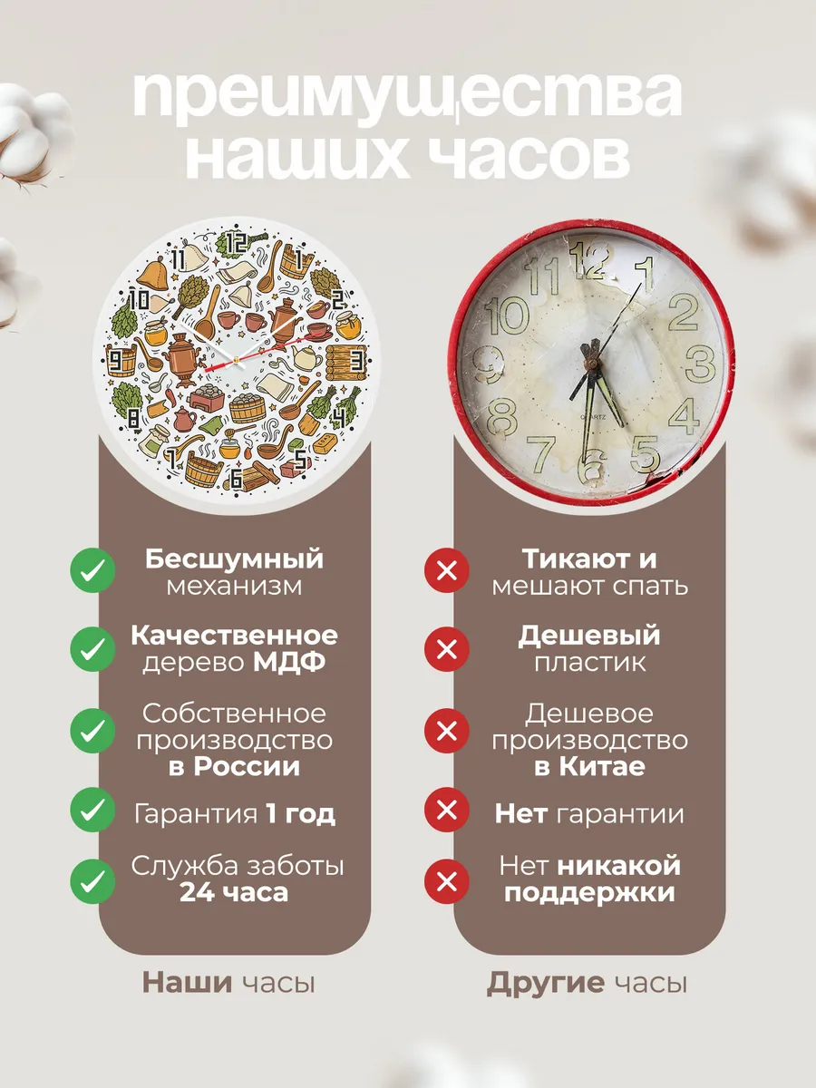 Часы настенные бесшумные Баня Банный Дудл 33 см — фото 10