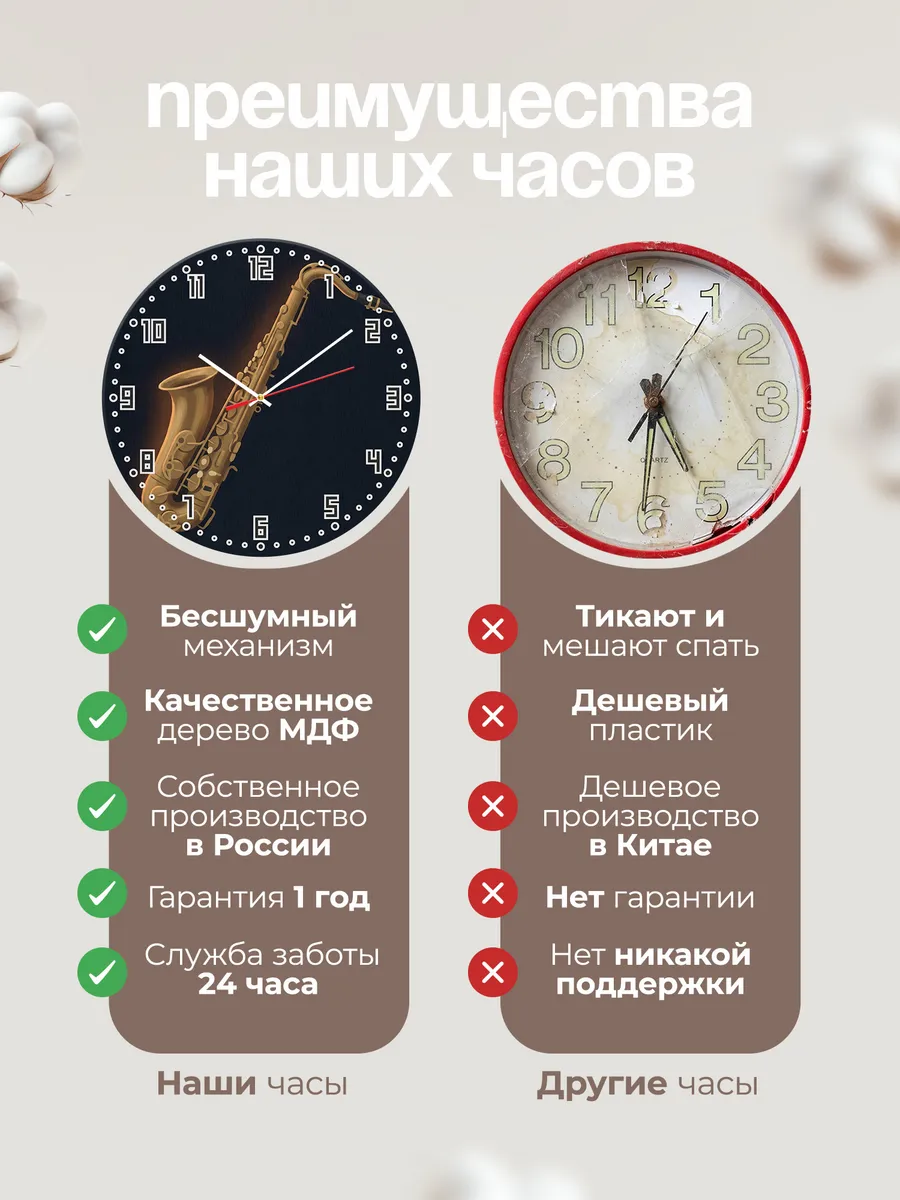 Часы настенные бесшумные Саксофон джаз музыка 33 см — фото 10