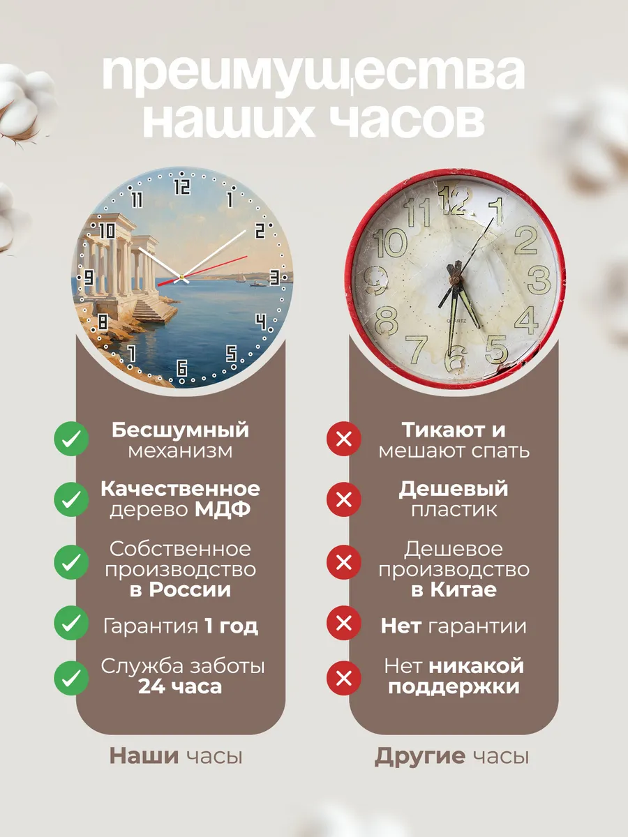 Часы настенные бесшумные Севастополь бухта море 33 см — фото 10