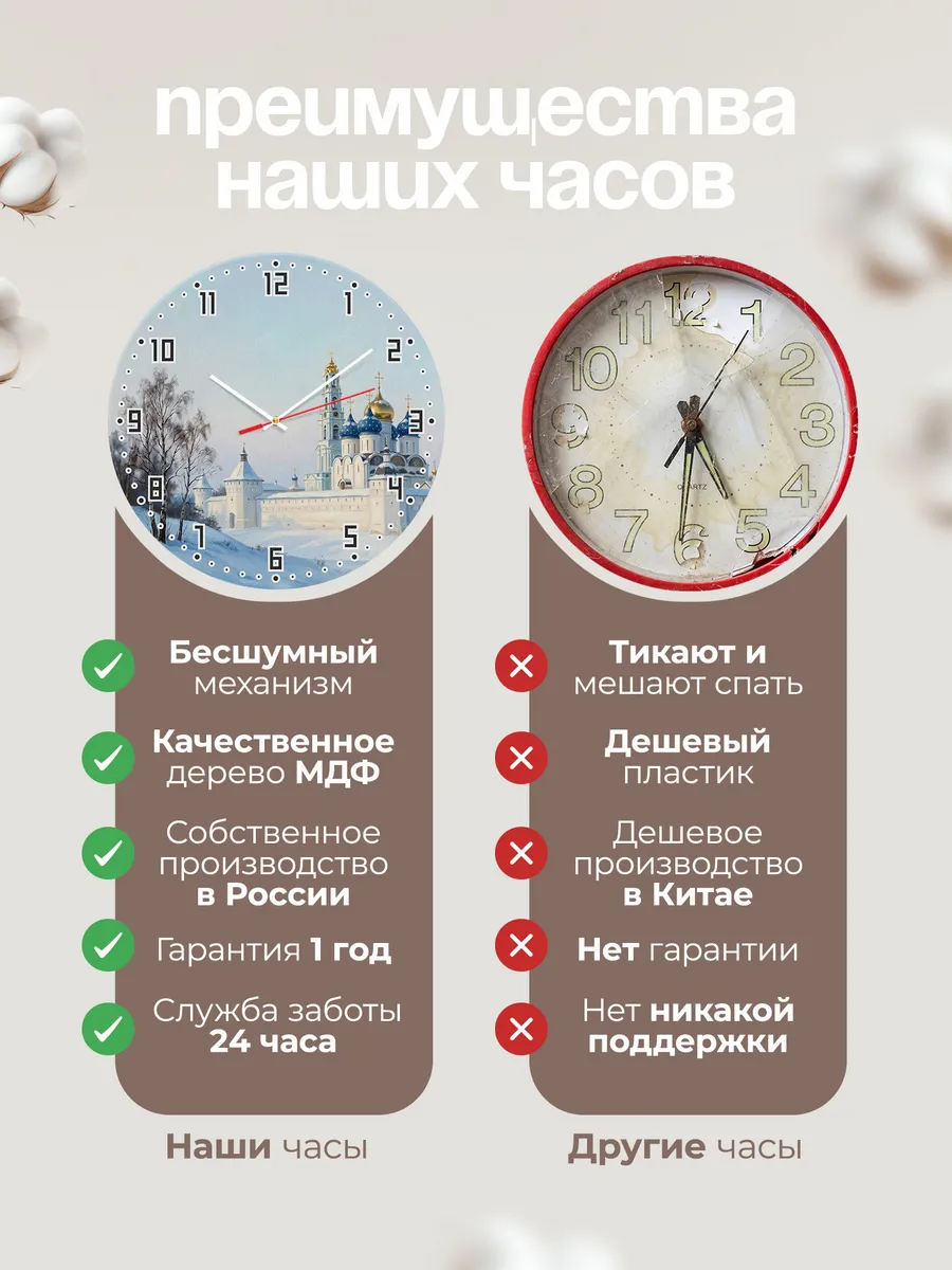 Часы настенные бесшумные Троице-Сергиева лавра храм 33 см — фото 10