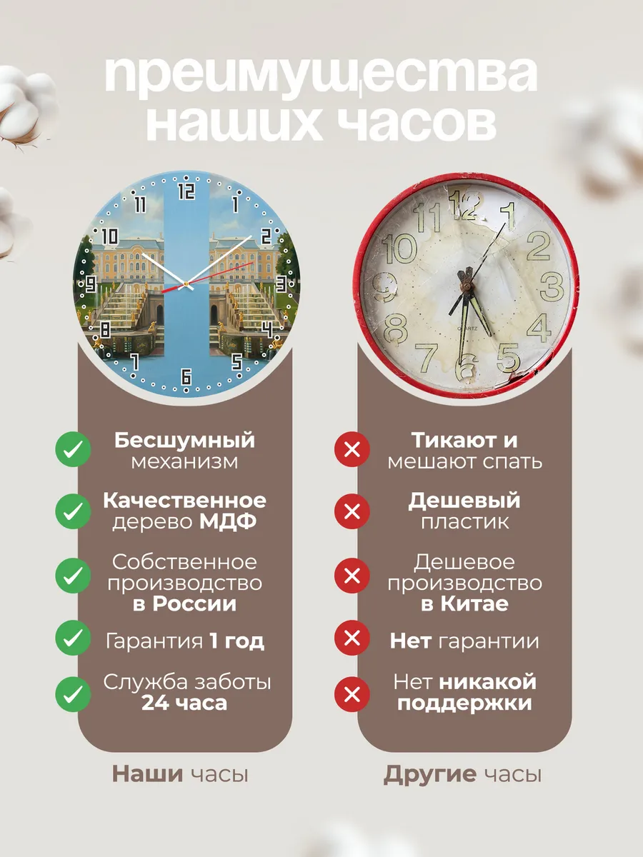 Часы настенные бесшумные Петергоф фонтаны Петербург 33 см — фото 10