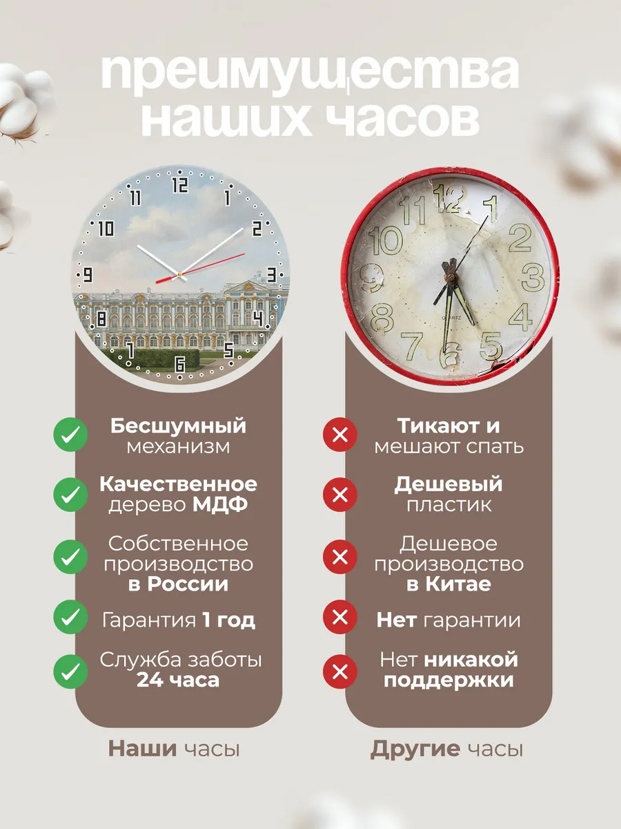 Часы настенные бесшумные Царское Село дворец 33 см — фото 10