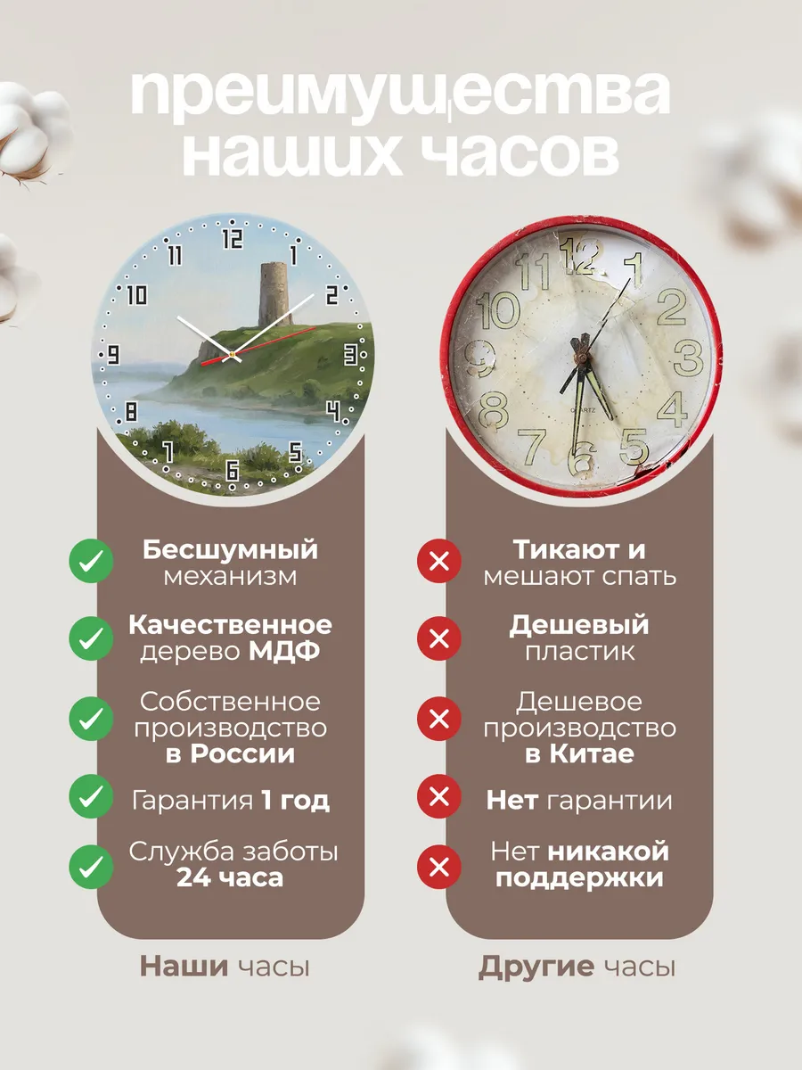 Часы настенные бесшумные Елабуга башня Чёртово 33 см — фото 10