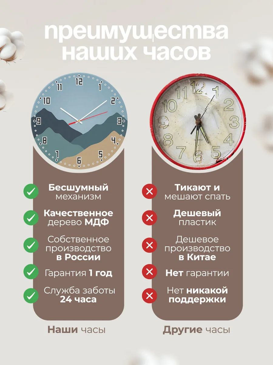 Часы настенные бесшумные Горы слои минимализм 33 см — фото 10
