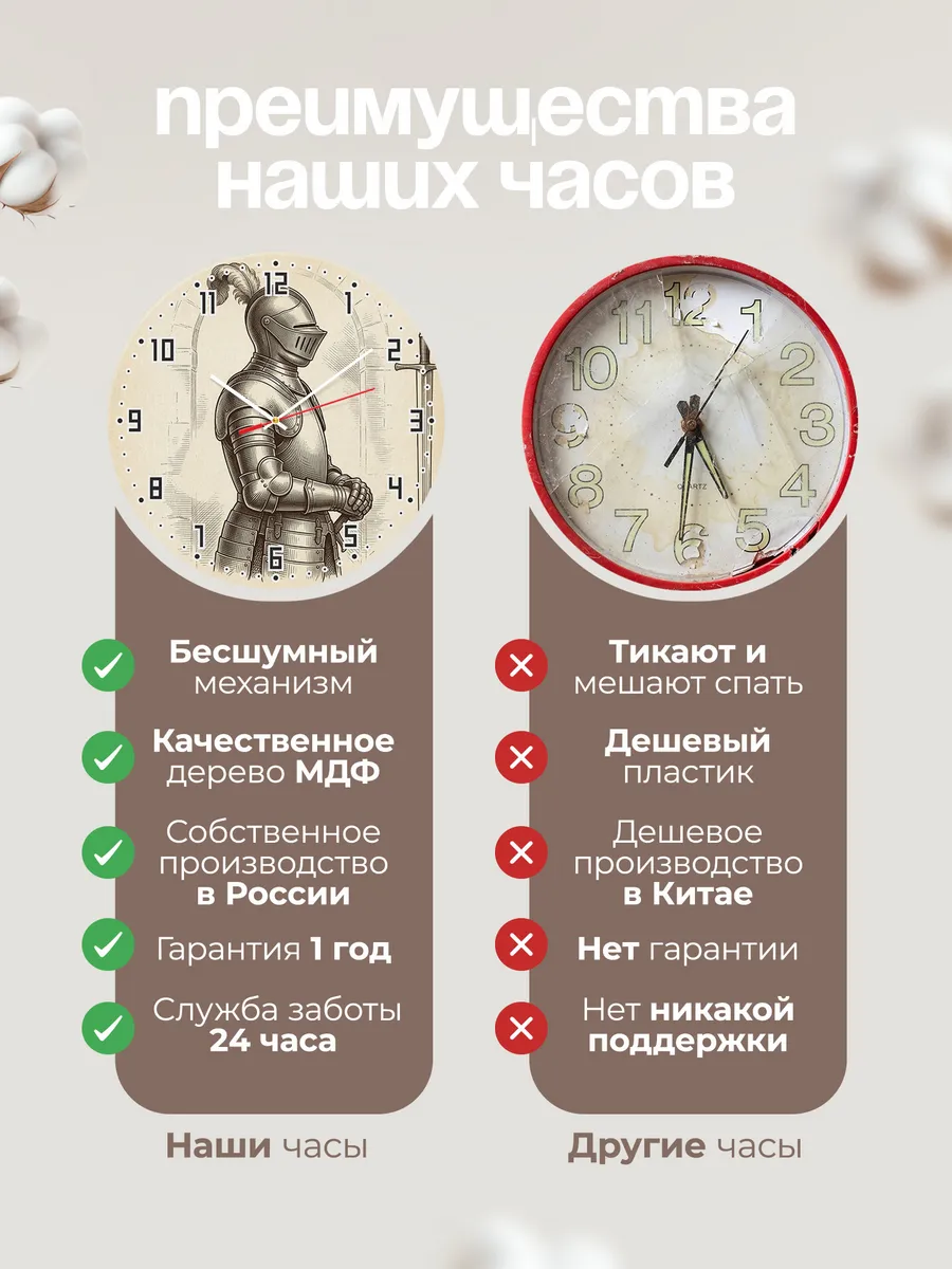 Часы настенные бесшумные Рыцарь в доспехах меч 33 см — фото 10