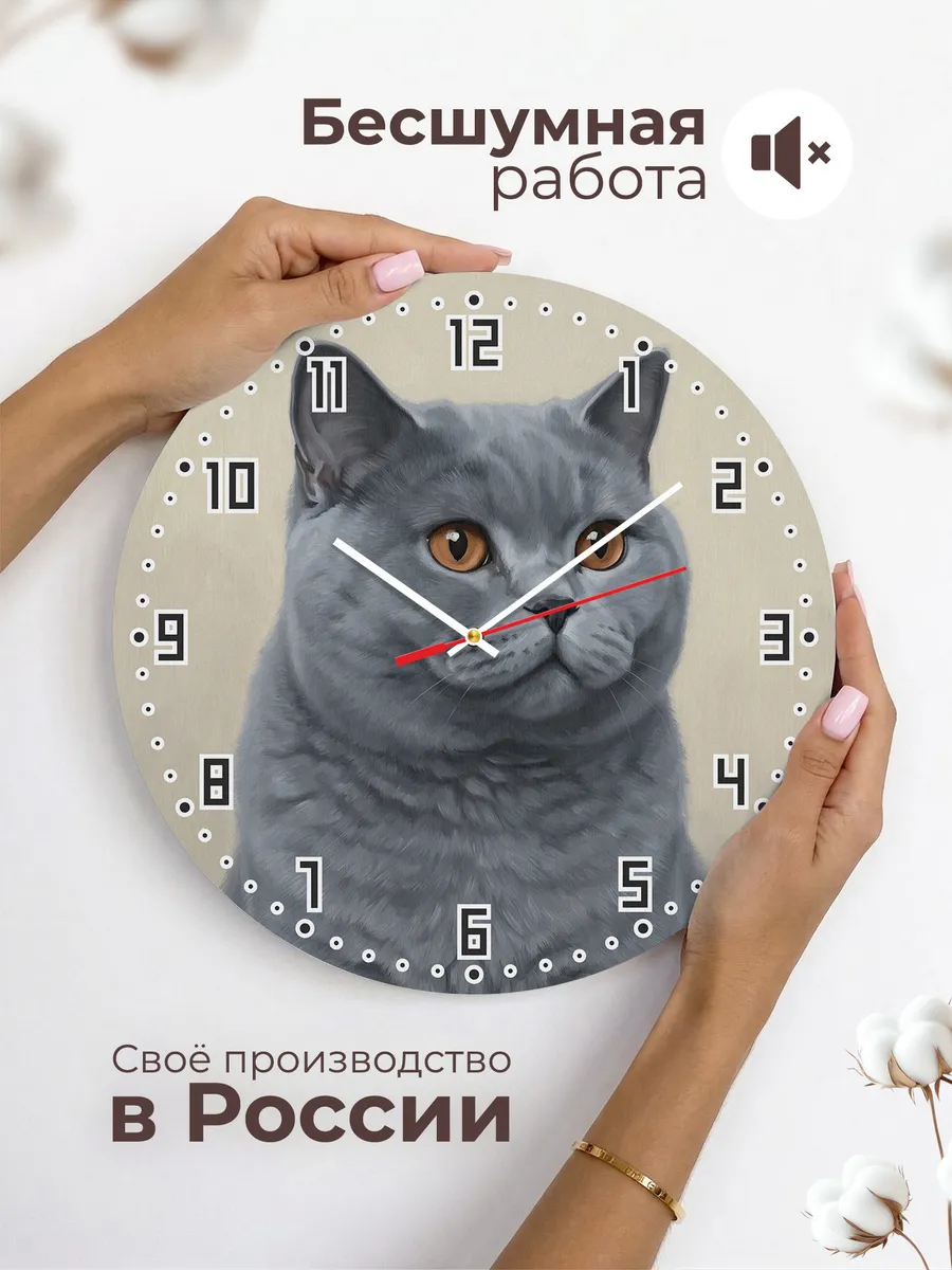 Часы настенные бесшумные Британская кошка кот 33 см — фото 6