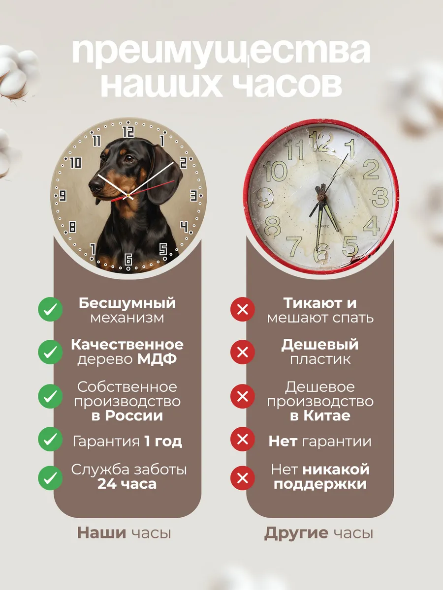Часы настенные бесшумные Такса собака портрет 33 см — фото 10