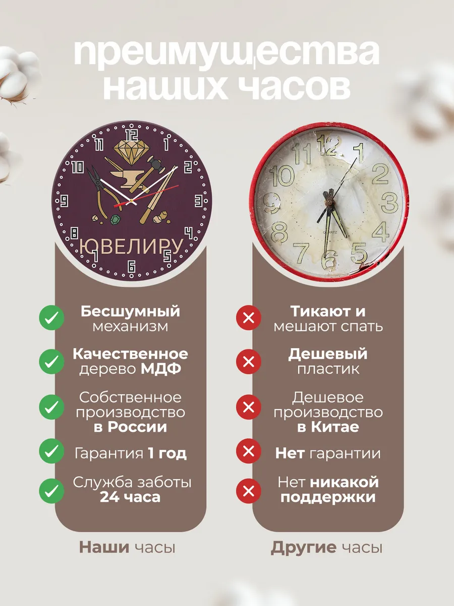 Часы настенные бесшумные Ювелиру мастеру подарок 33 см — фото 10