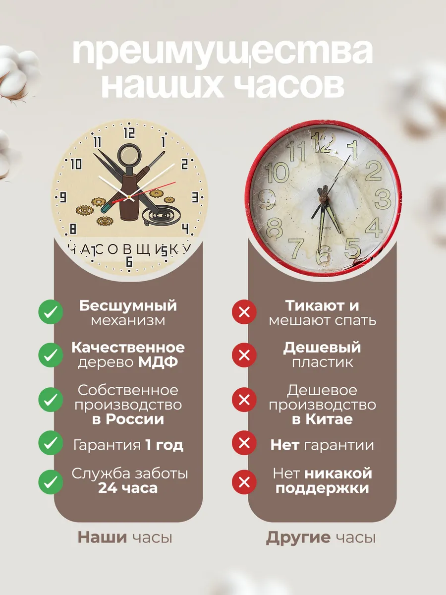 Часы настенные бесшумные Часовщику мастеру 33 см — фото 10