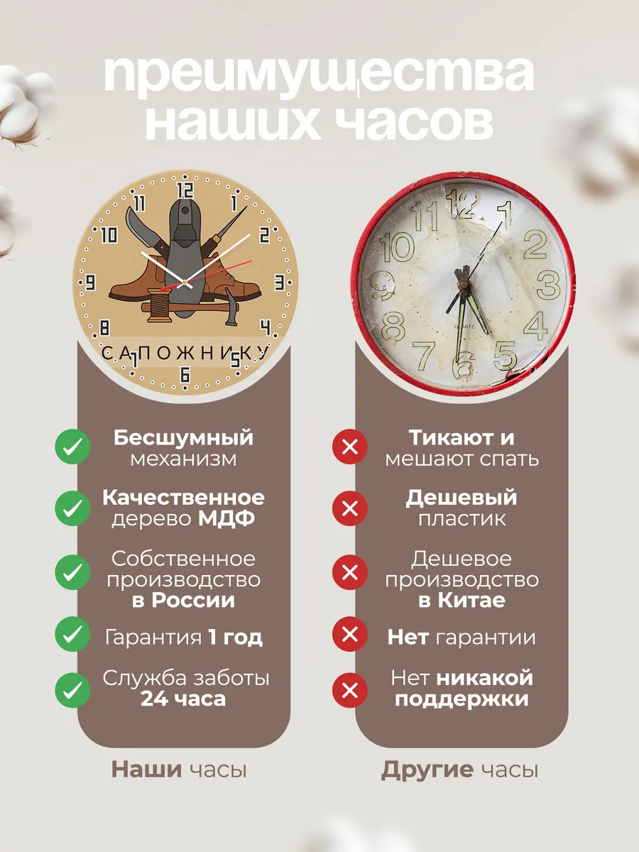 Часы настенные бесшумные Сапожнику ремонт обуви 33 см — фото 10