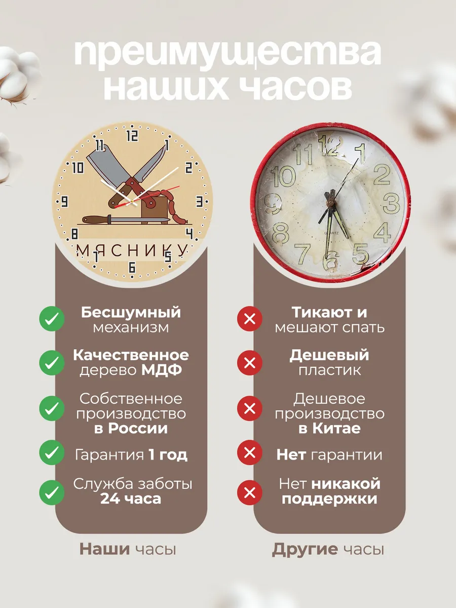 Часы настенные бесшумные Мяснику мясная лавка 33 см — фото 10