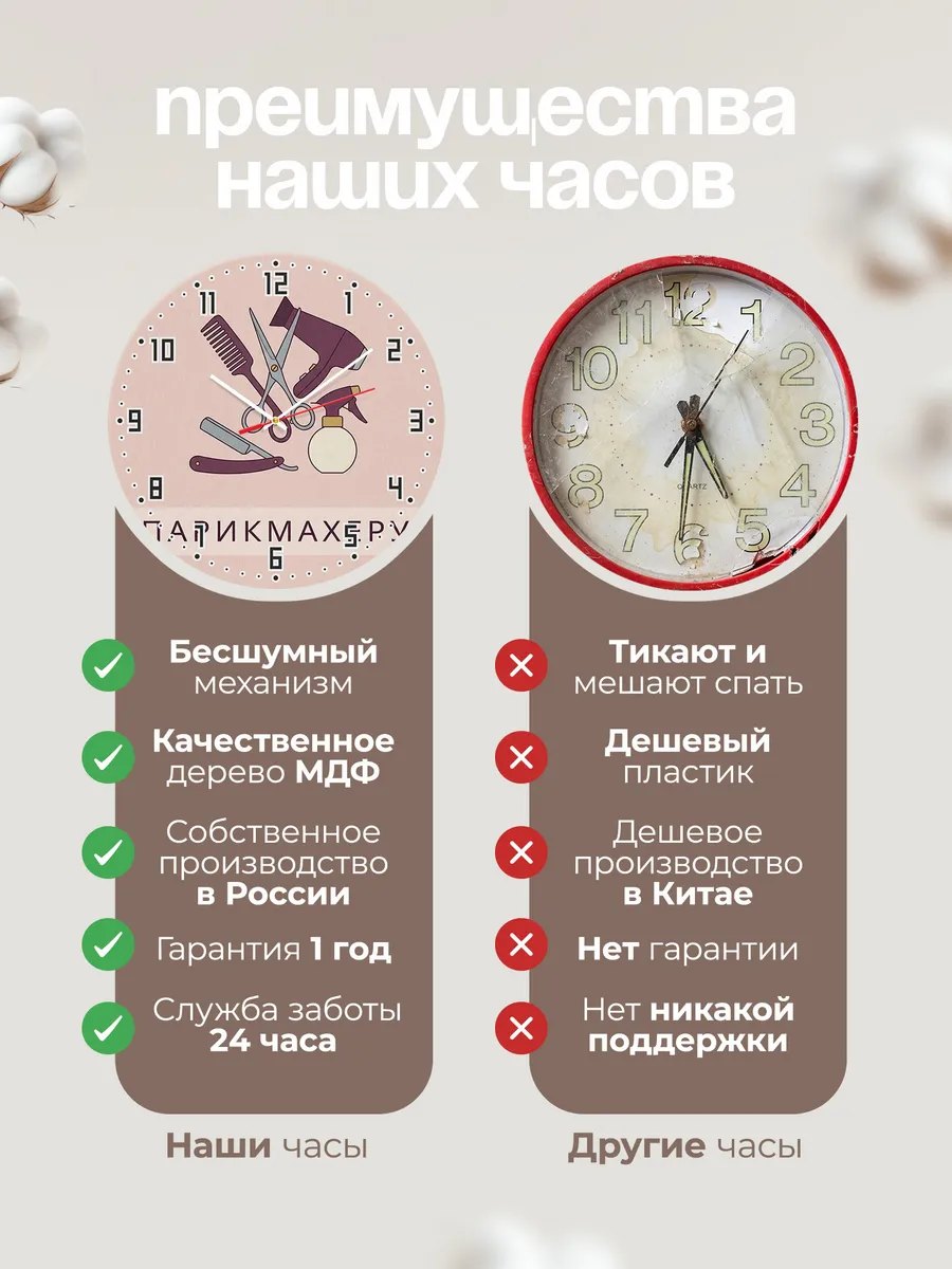 Часы настенные бесшумные Парикмахеру салон 33 см — фото 10
