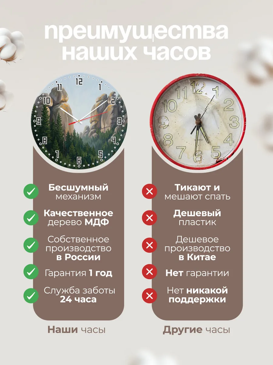 Часы настенные бесшумные Красноярские Столбы скалы 33 см — фото 10