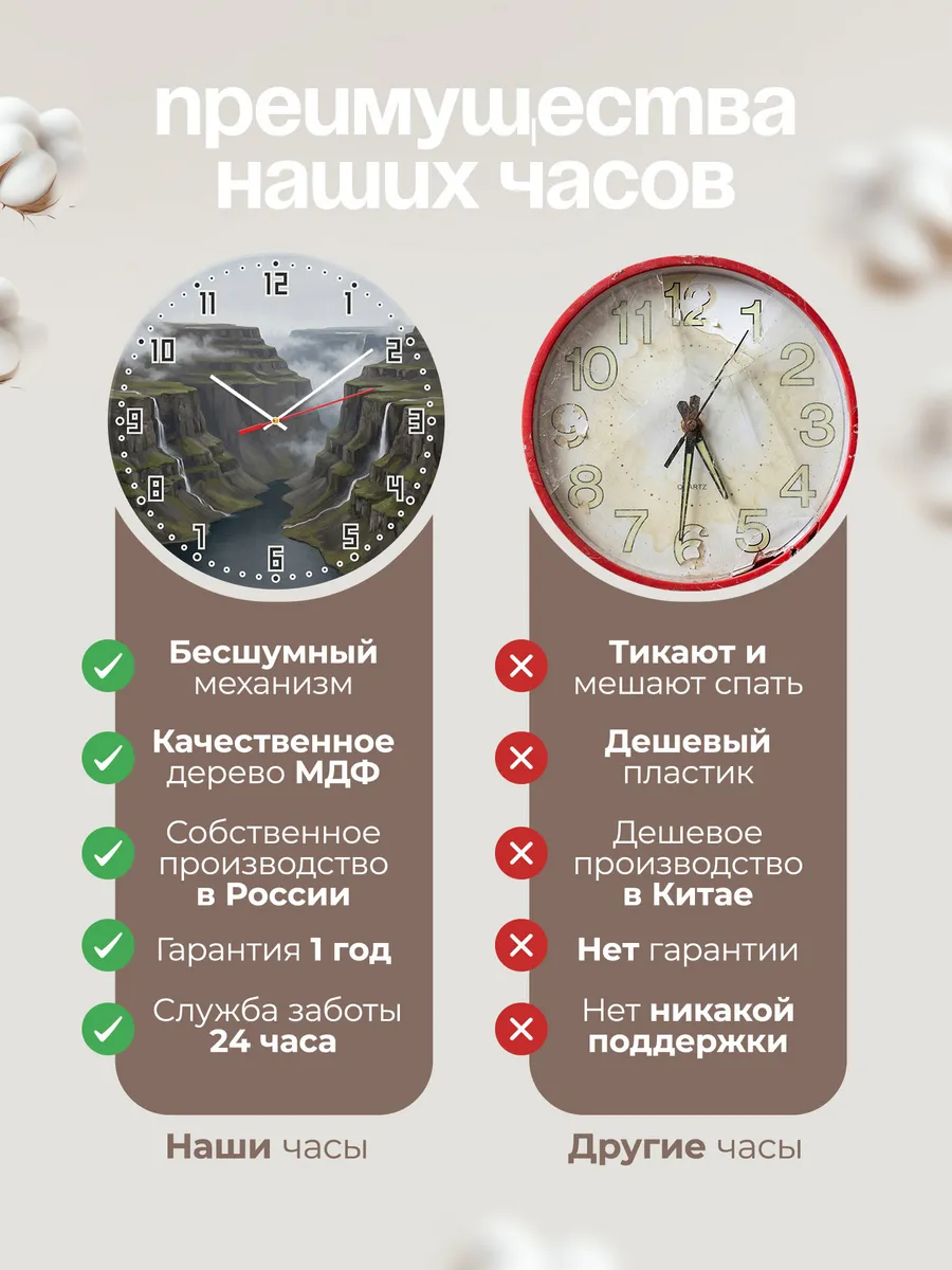 Часы настенные бесшумные Плато Путорана север 33 см — фото 10