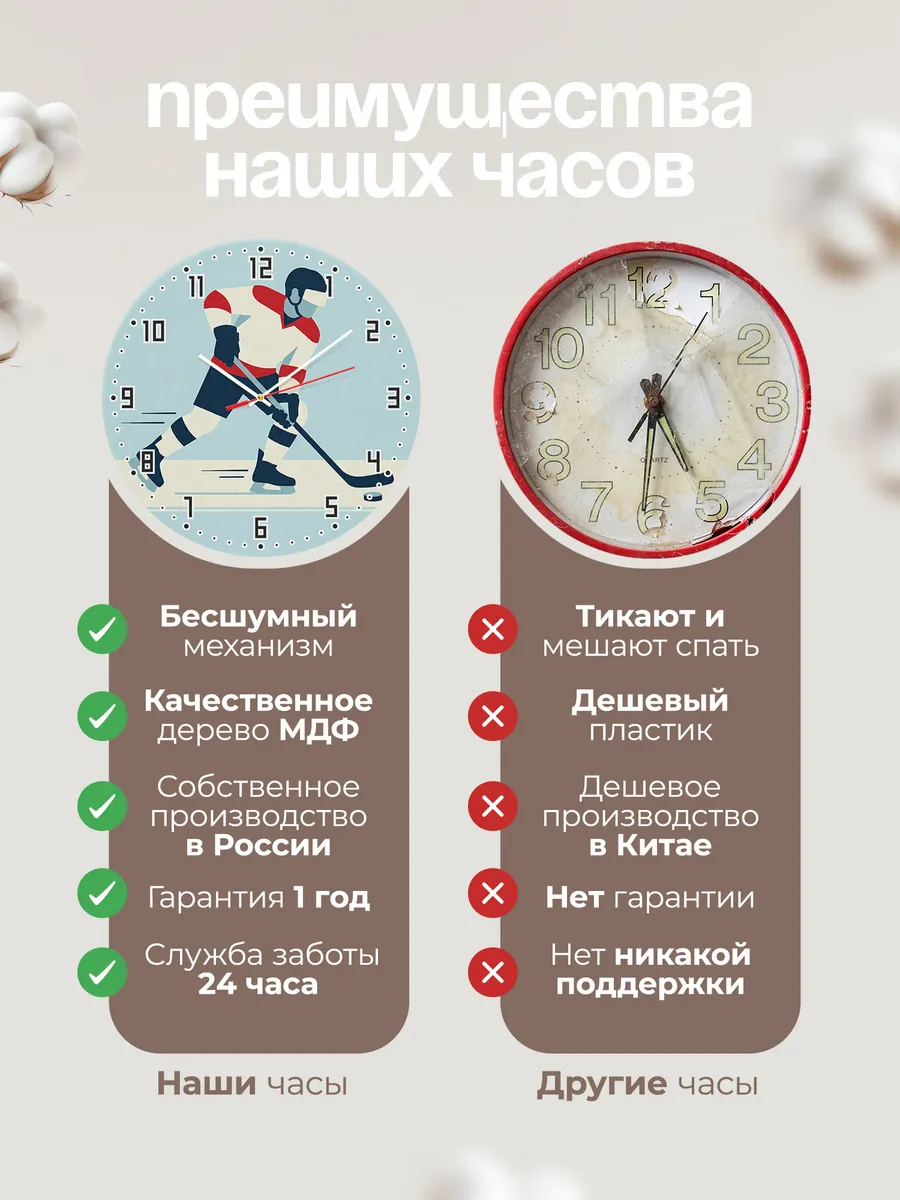 Часы настенные бесшумные Хоккей хоккеисту 33 см — фото 10