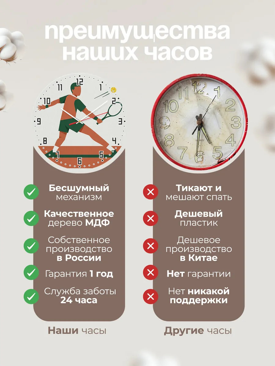 Часы настенные бесшумные Теннис теннисисту 33 см — фото 10