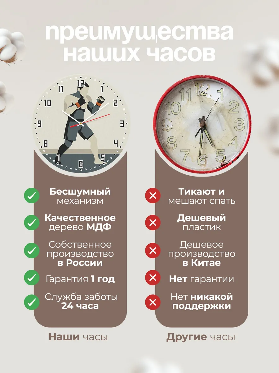 Часы настенные бесшумные Единоборства ММА боец 33 см — фото 10