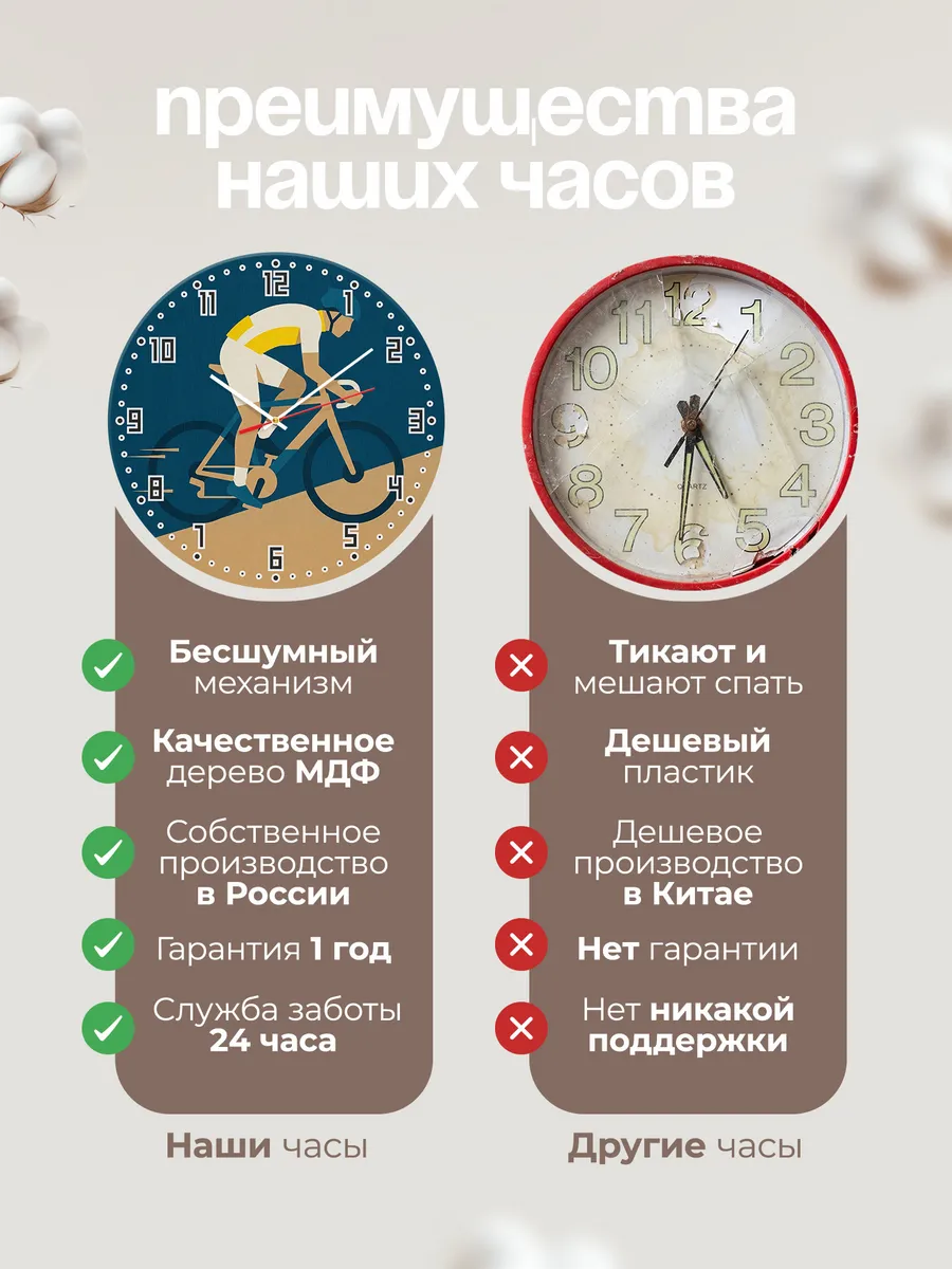 Часы настенные бесшумные Велоспорт велосипедисту 33 см — фото 10