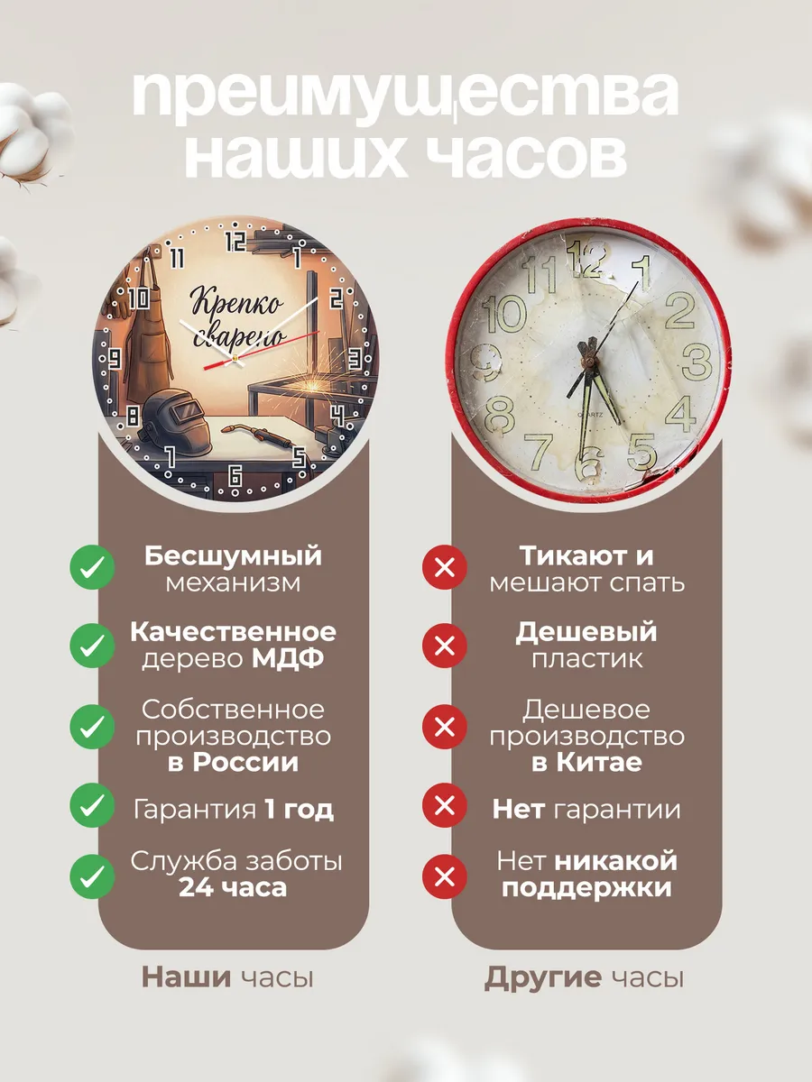 Часы настенные Крепко сварено подарок сварщику 33 см — фото 10