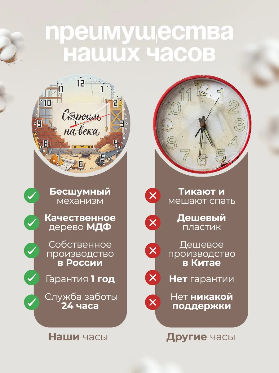 Часы настенные Строим на века подарок строителю 33 см — фото 10