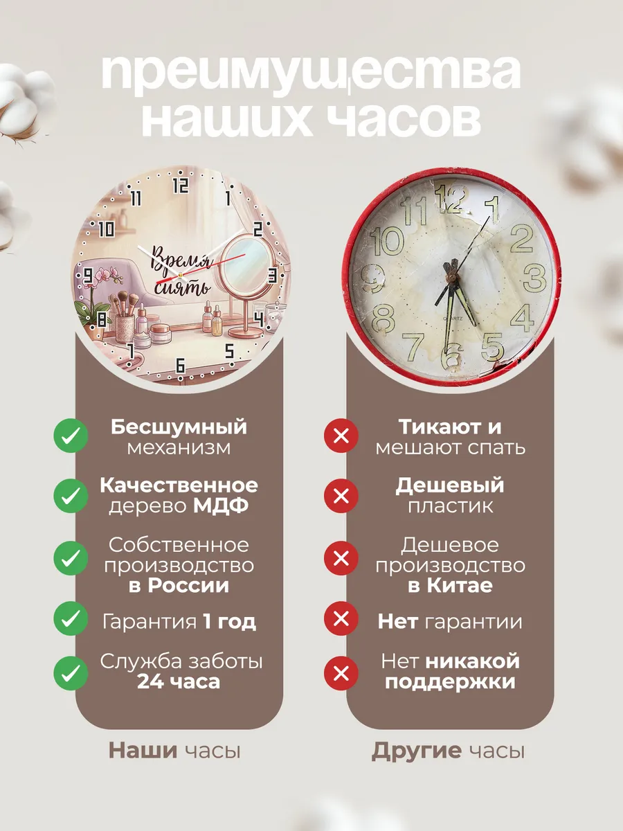 Часы настенные Время сиять подарок косметологу 33 см — фото 10