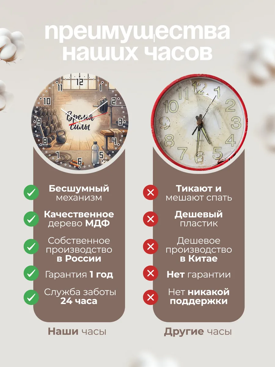 Часы настенные Время силы подарок тренеру в зал 33 см — фото 10