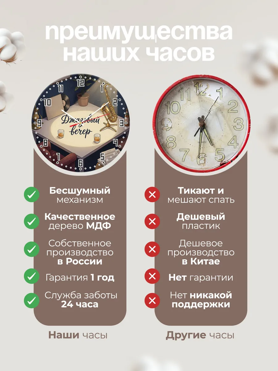 Часы настенные бесшумные Джазовый вечер саксофон 33 см — фото 10