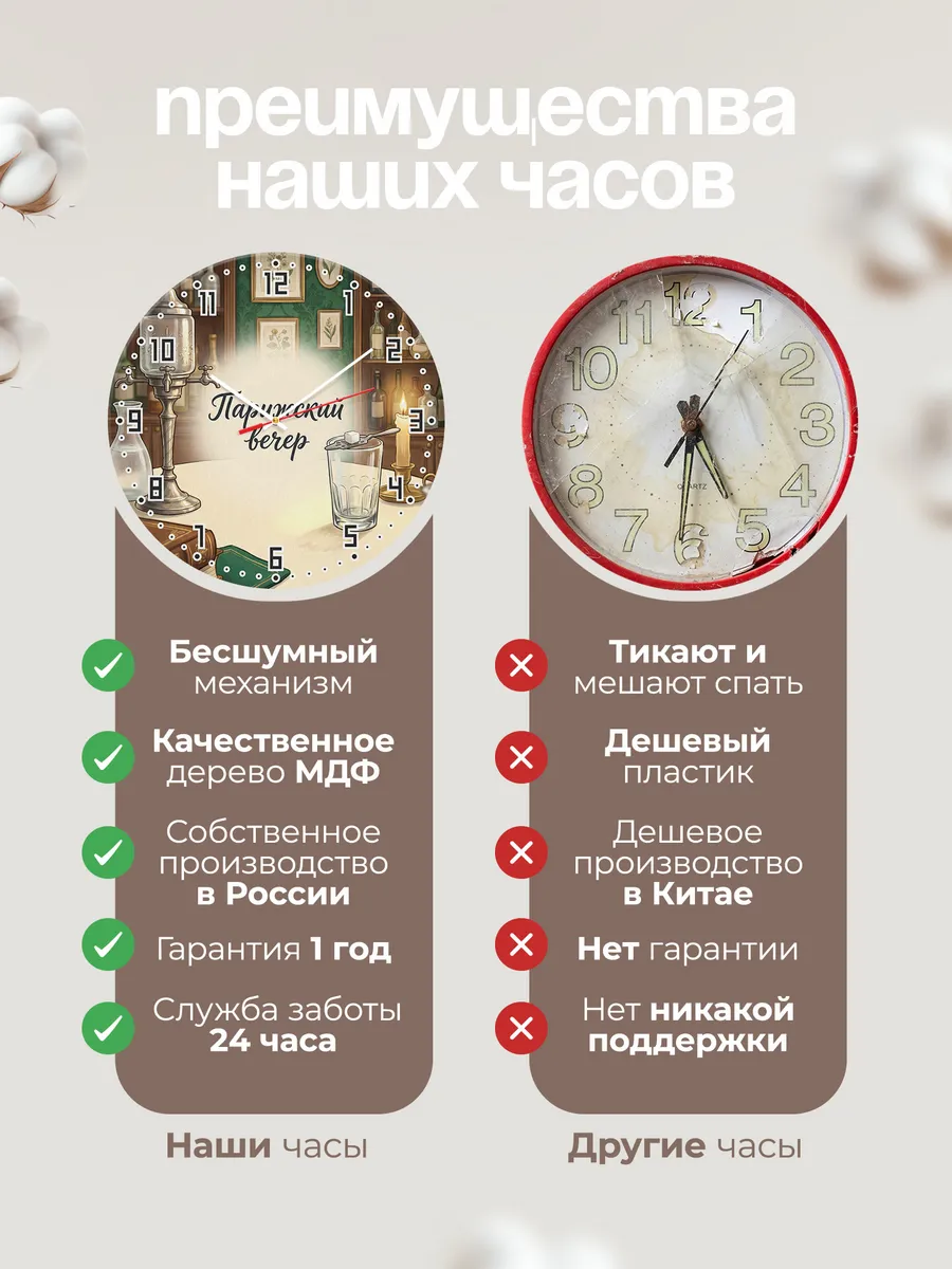 Часы настенные бесшумные Парижский вечер абсент 33 см — фото 10