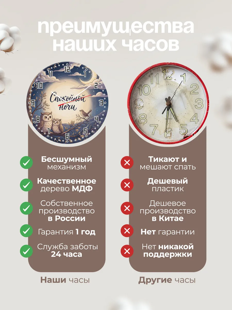 Часы настенные детские Спокойной ночи совы 33 см — фото 10