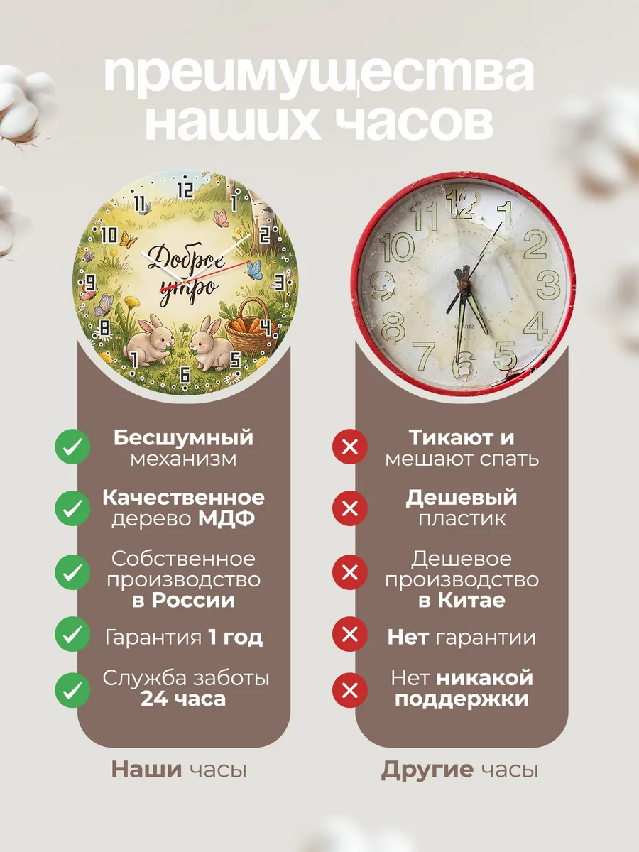Часы настенные детские Доброе утро в детскую 33 см — фото 10