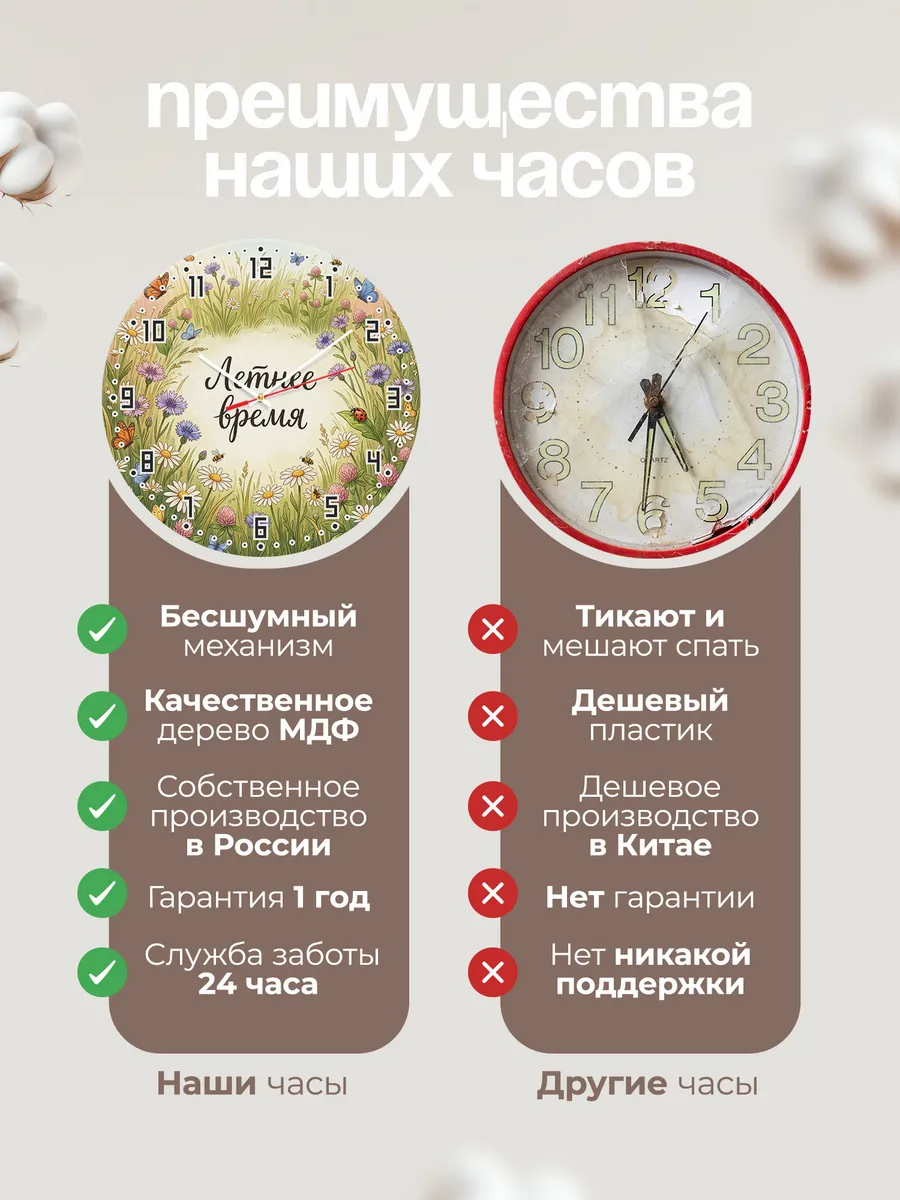 Часы настенные детские Летнее время бабочки 33 см — фото 10