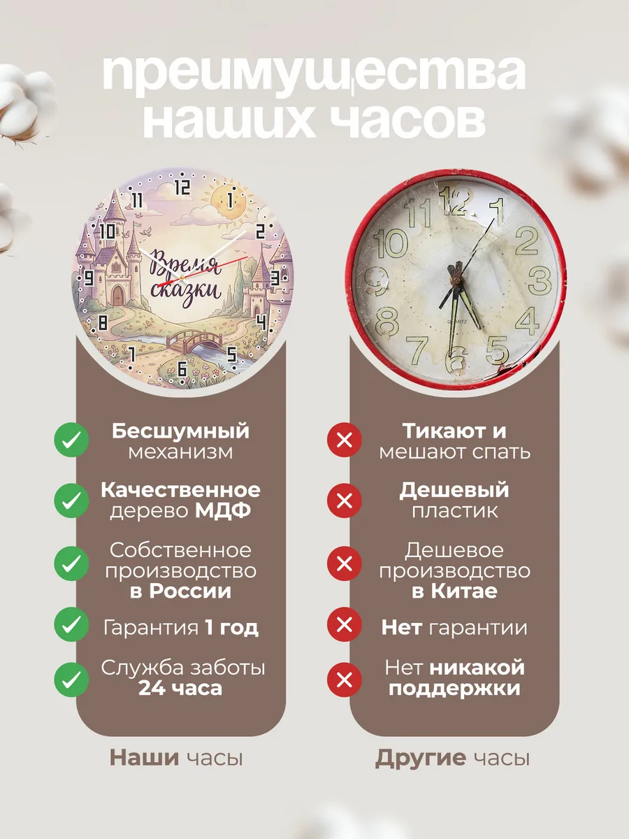 Часы настенные детские Время сказки замок девочке 33 см — фото 10