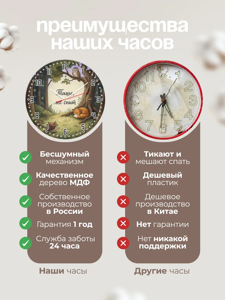 Часы настенные детские Тише лес спит в детскую 33 см — фото 10